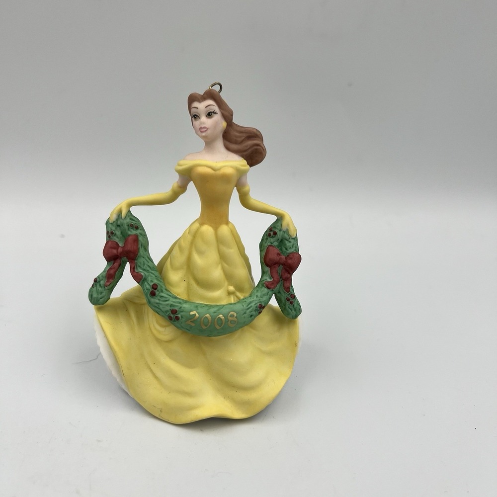Grolier Disney Beauty and the Beast Belle Porcelain Christmas Ornament 2008